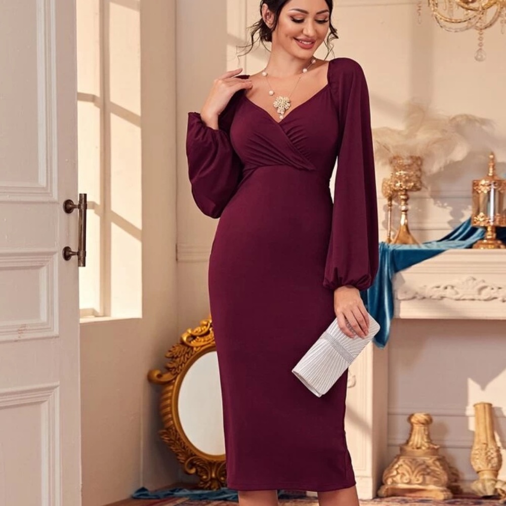Burgundy midi dress
